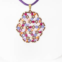 Pendant 30cm - Terence Oval-Purple Suedine - Pendant 30cm - Laiton bronze